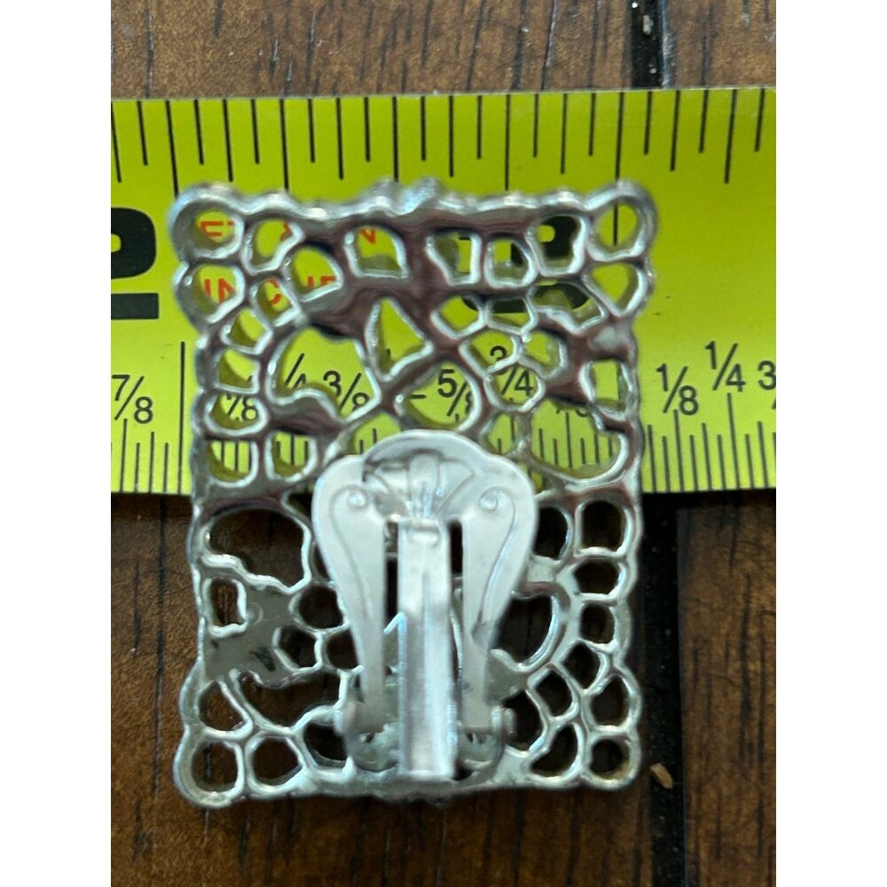 Silver-tone Statement Earring & Bracelet Set Paisley Filigree Panel Design - Picture 14 of 14